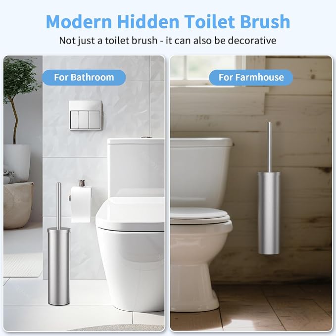 Stainless Steel Toilet Brush and Holder Set Wall Mount Heavy Duty Toilet Bowl - Image 5