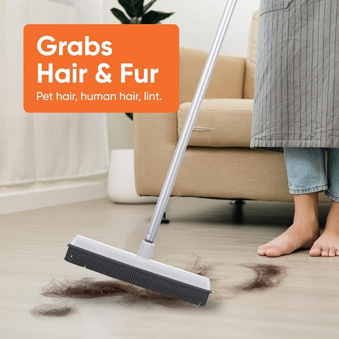 Rubber Bristle Broom for Hardwood Floors, and Vinyl Salon Broom, Rubber - Image 4