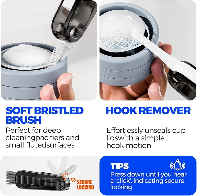 6 Pack Holikme 4 in 1 Cup Lid Cleaning Brush Set - Image 4
