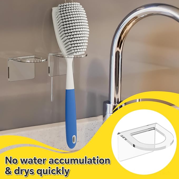 NiHome Clear Acrylic Kitchen Sink Brush Holder 2PCS, Universal Fit Compatible - Image 6