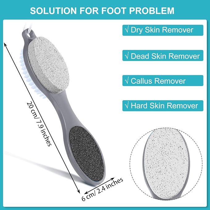 2 Pieces 4 in 1 Pedicure Tool Foot Scrubber Brush Foot File Callus Remover - Image 2