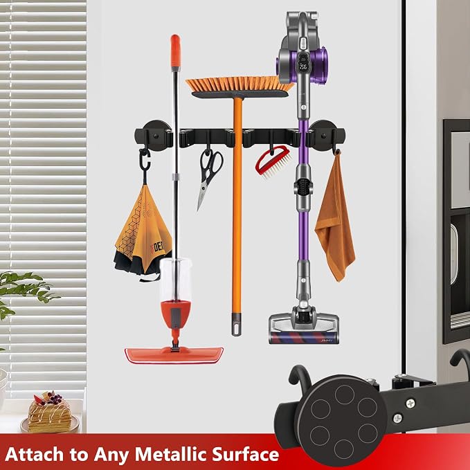 ULIBERMAGNET Magnetic Mop Broom Holder, Heavy Duty Movable Magnetic Broom - Image 4