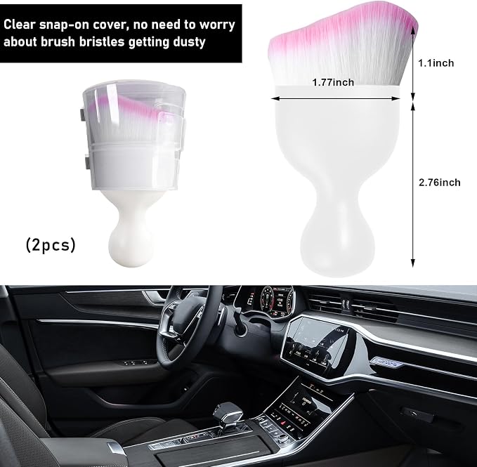 Ziciner 2 PCS Car Detailing Brush, Curved Soft Bristles Auto Removal Dust - Image 2