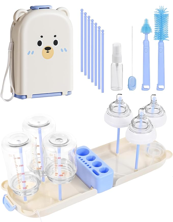 Travel Bottle Cleaner kit, 7in1 Baby Airplane Travel Essentials Silicone Travel by TheNorthwayOneStore