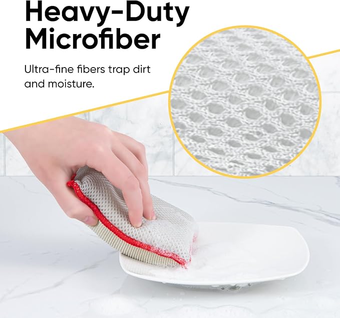 Microfiber Sponges for Dishes, Non-Scratch Sponge Dish Scrubber Heavy Duty - Image 5