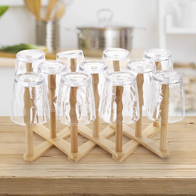 Lawei 2 Pack Bamboo Bottle Drying Rack, Retractable Bottle Cup Dish Drying Rack - Image 5