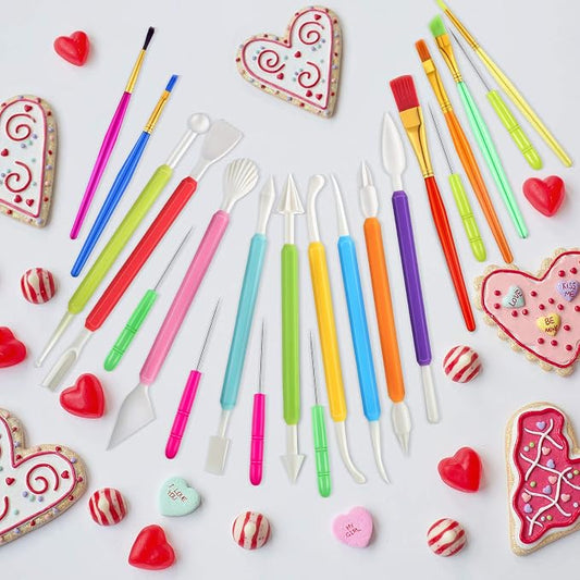 21 Pieces Cookie Decorating Tools Set Include Cake Decoration Brushes Sugar - Image 2