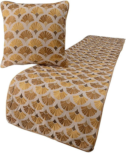 The HomeCentric King Queen Twin Beige & Yellow Gold Handmade Full 68"x18" Bed Runner Without Pillow Cover, Floral Embroidery Bed Scarf on Cotton Embroidery Fabric - Autumn Bloom