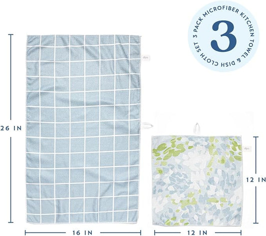 ELYN Microfiber Kitchen Dish Towel & Dish Cloth Set, Quick-Dry & Absorbent - Image 2