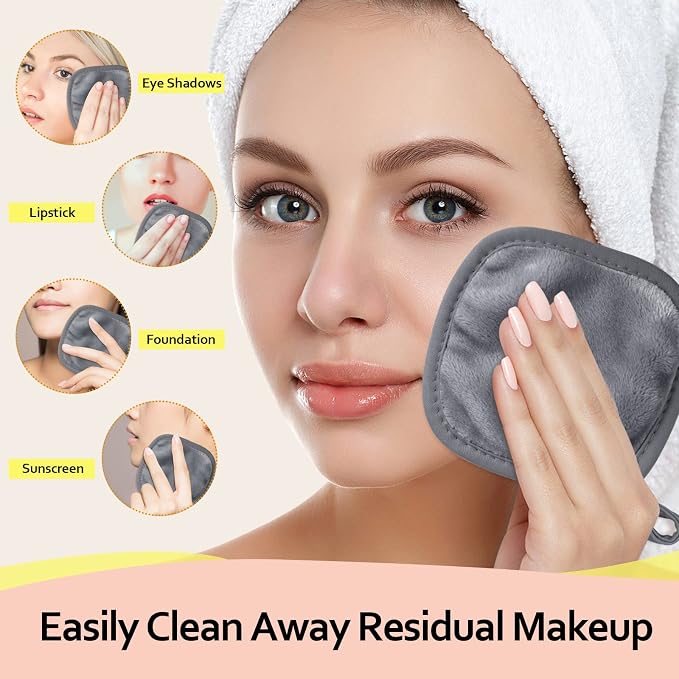 HOMEXCEL Makeup Remover Cloth 12 Pack, Reusable Makeup Remover Pads, Washable - Image 3