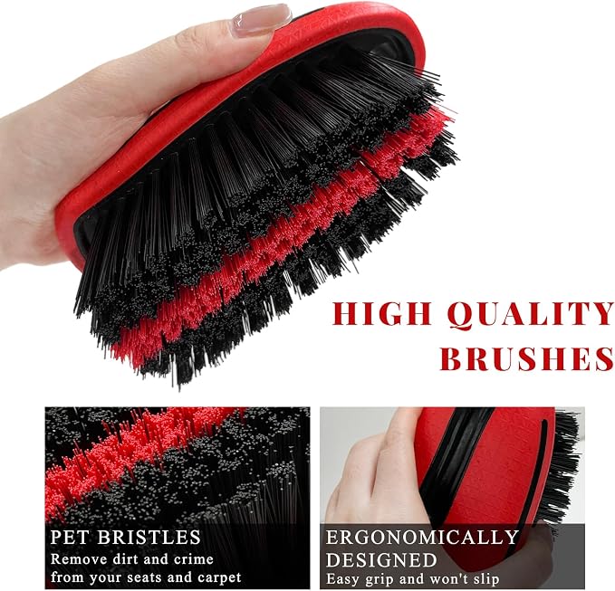 Carpet and Upholstery Cleaning Brush, Stiff Bristle Detailing Scrubber - Image 3