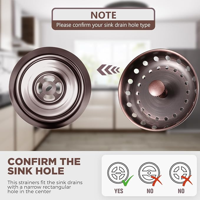 Mudder 3 Pcs Kitchen Sink Drain Strainer and Stopper Stainless Steel Garbage - Image 3