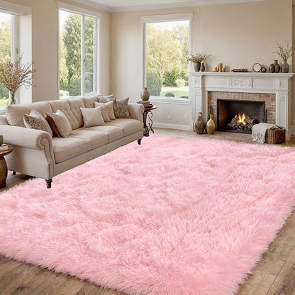 5x7 Area Rugs for Living Room Rug: Soft Fluffy Shag Pink Rugs for Bedroom, Non-Slip Large Fuzzy Plush Rug Indoor Floor Carpet for Nursery Kids Boys Girls Room, Dorms, Playroom, Modern Home Decor