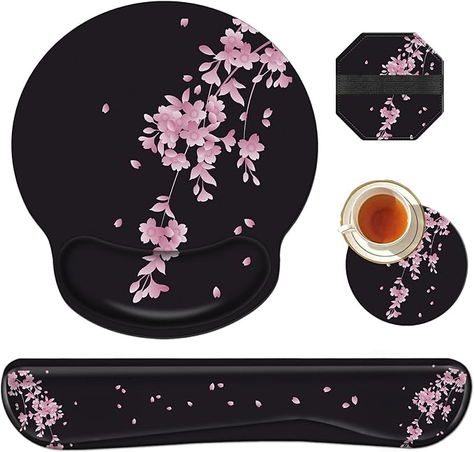 Wrist Rests for Keyboard and Mouse Support Gel Pad + Screen Cleaning Pad + by Unknown