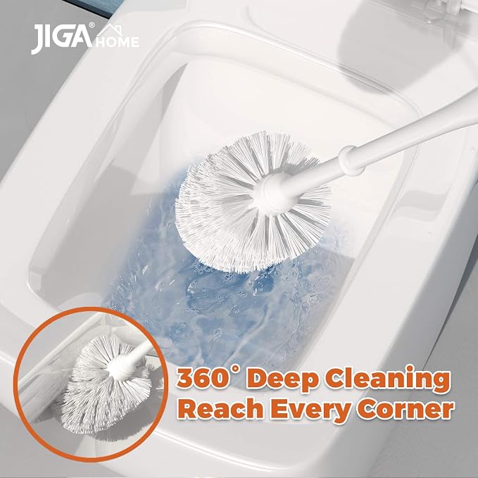 JIGA 3 Pack Toilet Brush and Holder Set, Toilet Bowl Brush - Image 2