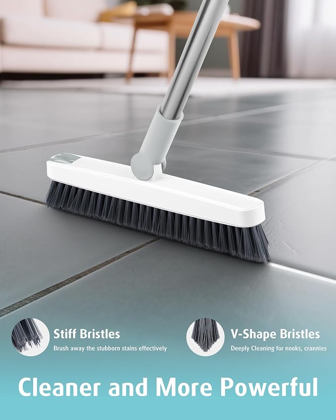 AIR U+ Grout Brush with Long Handle 180° Swivel Scrub Brush with Tweezers to - Image 3