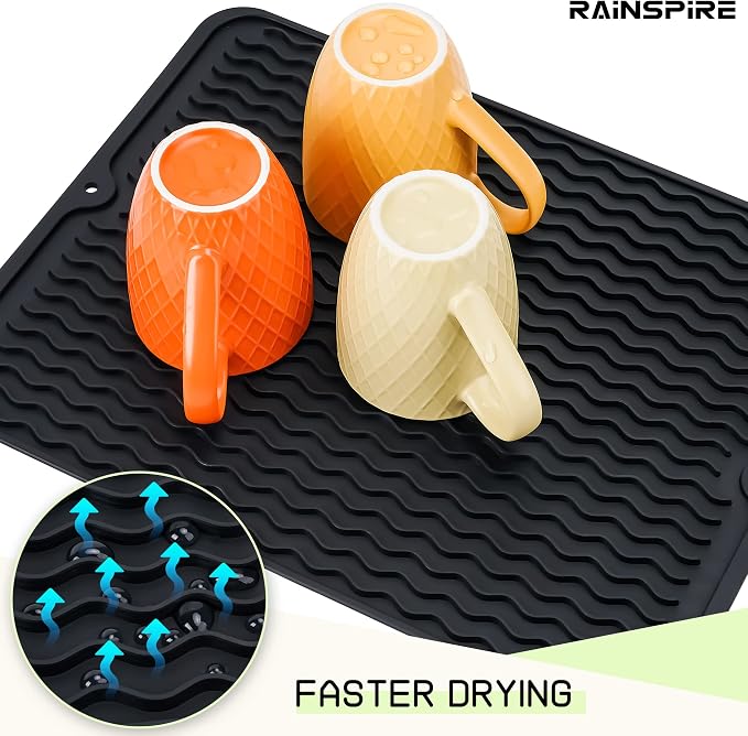Rainspire Dish Drying Mats For Kitchen Counter, Silicone Dish Mat Drying - Image 6
