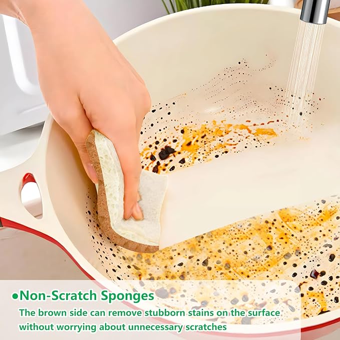 Natural Kitchen Sponges, 12 Pack Non-Scratch Scrubber, Biodegradable - Image 4