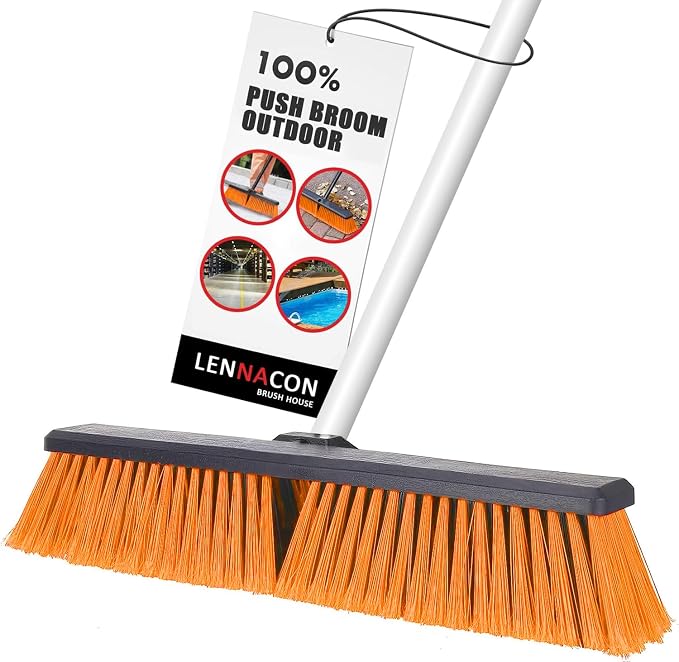 18" Push Broom Outdoor Heavy Duty, Snow Broom by Lennacon