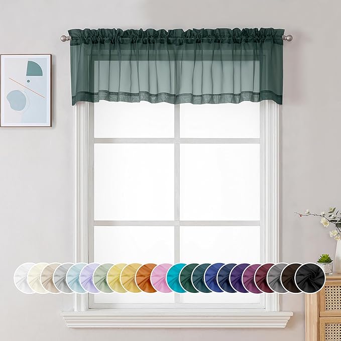 Chyhomenyc Sheer Valances for Windows 2 Pack, Small Window Curtains for Living by Chyhomenyc