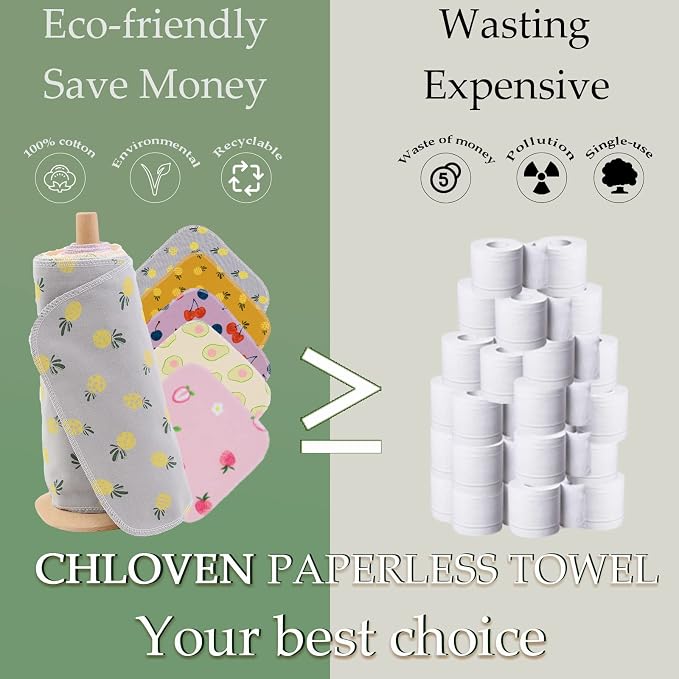 Paperless Towels Roll Washable Cotton Cloth, Reusable Paper Towels - Image 6