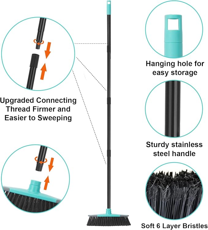 KeFanta Broom for Sweeping Indoor, Soft Bristle Angle Brooms for Floor Cleaning - Image 7