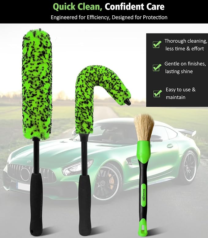 YeewayVeh 3PCS Quick Car Wheel Brush Kit, 2-Size 360° Bendale Rim Cleaner - Image 7