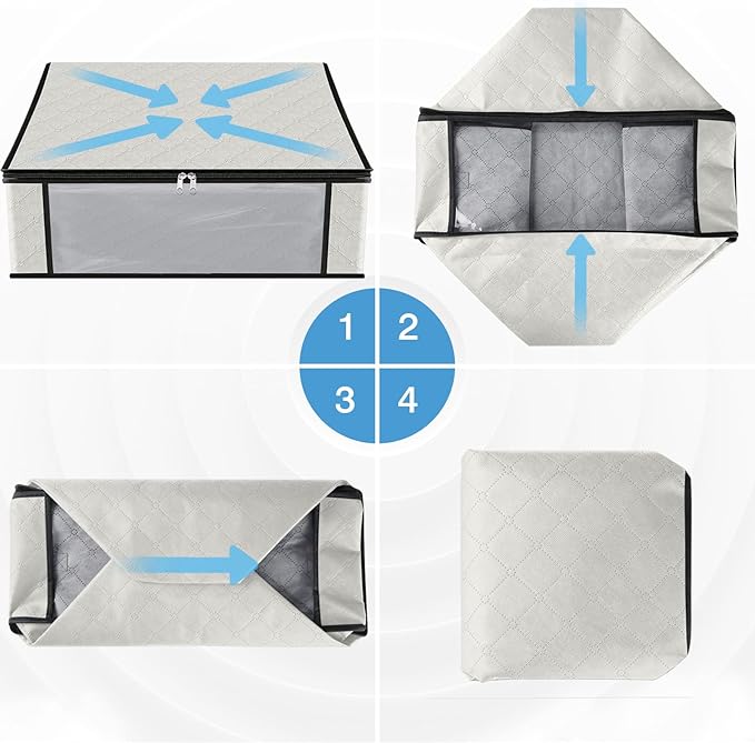 HomeHacks Storage 4-Pack Clothes Organizer Storage Bags Foldable Storage Box - Image 3