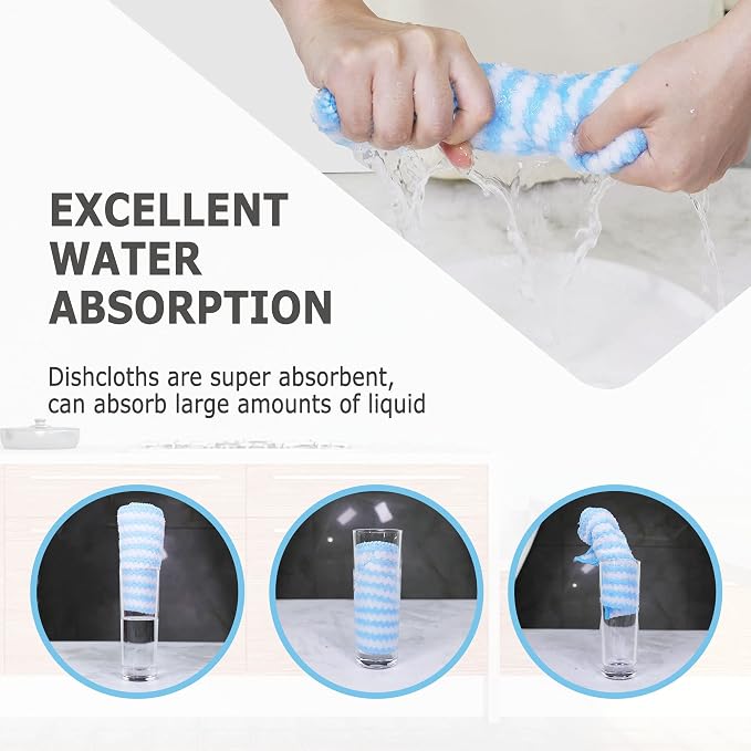 Choicy Microfiber Cleaning Cloth Absorbent Kitchen Towels Dish Cloths Washable - Image 3