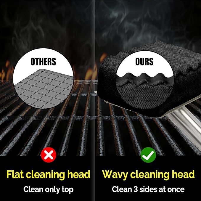 Grill Brush Bristle Free, Upgraded Aramid Fiber Wavy Pad Perfect - Image 3