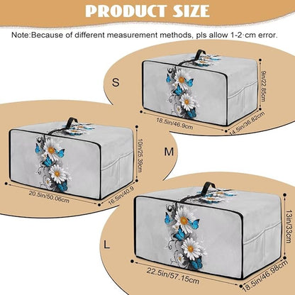 Toaster Oven Cover Dust-Proof Countertop Convection Oven Cover Protective Smart Microwave Oven Accessories and Decor, L, 18.5 x 22.5 x 13 inches, Daisy Butterfly Gray