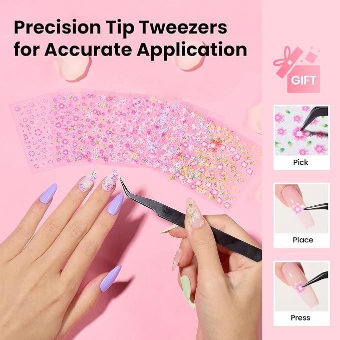 Beetles Nail Art Stickers 30 Sheets 3D Flower Nail Stickers Heart Nails Design - Image 5