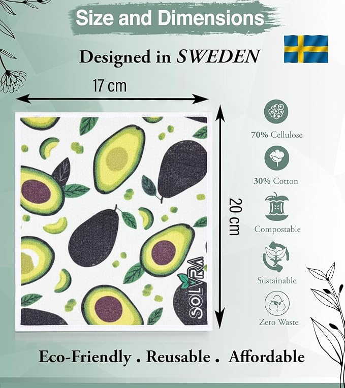 5 PCS Fruit Print Swedish Dishcloths - Image 2