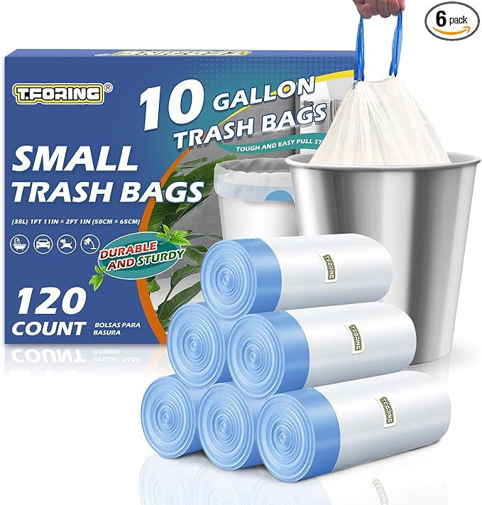 10 Gallon Trash Bags with Drawstring by TFORING%C2%AE
