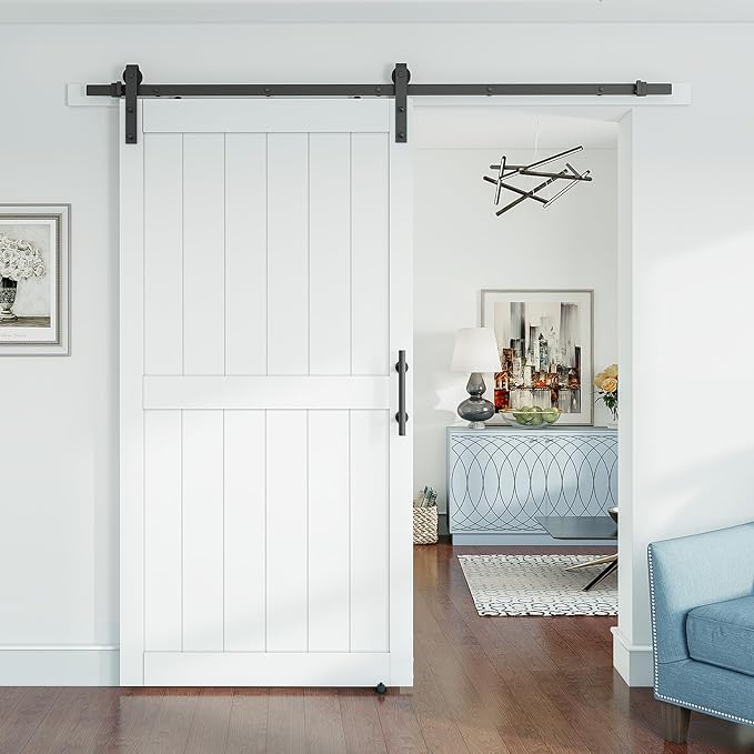 SmartStandard 40 x 84 inch White Sliding MDF Barn Door by SMARTSTANDARD