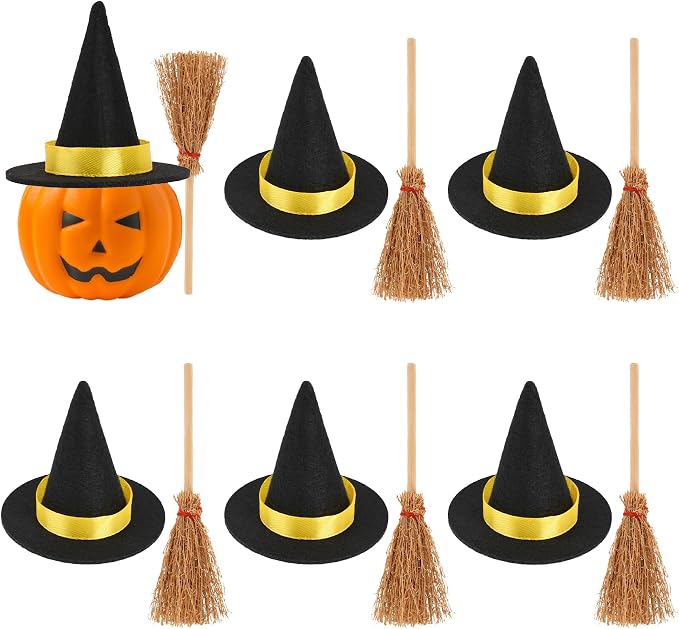 Mini Witch Hats and Mini Broom, Small Witch Hats by Luckforest