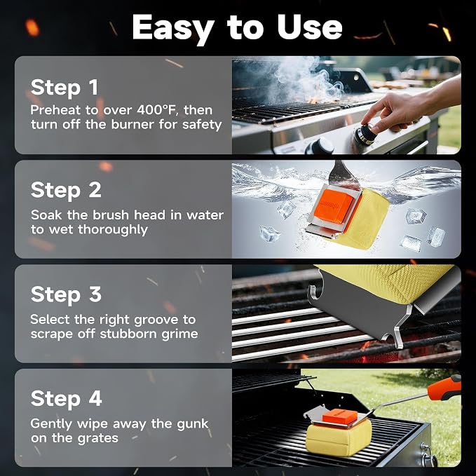 TISHI HERY Bristle Free Grill Brush Replaceable Cleaning Head, Safe BBQ Grill - Image 7