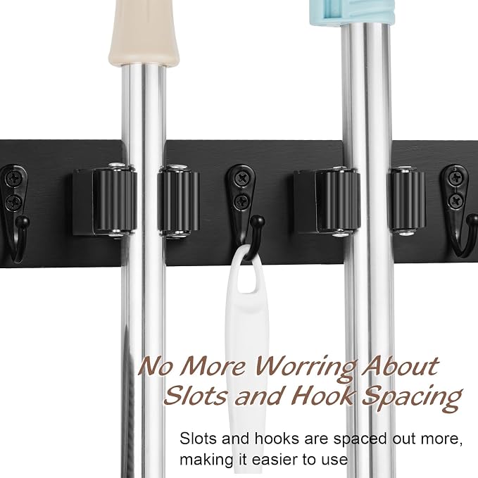 Black Mop Broom Holder Wall Mount - Image 4