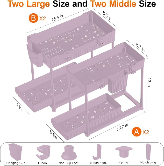 Under Sink Organizer, Bathroom Organizers and Storage, 2 Tier Multi-Use Pull - Image 4
