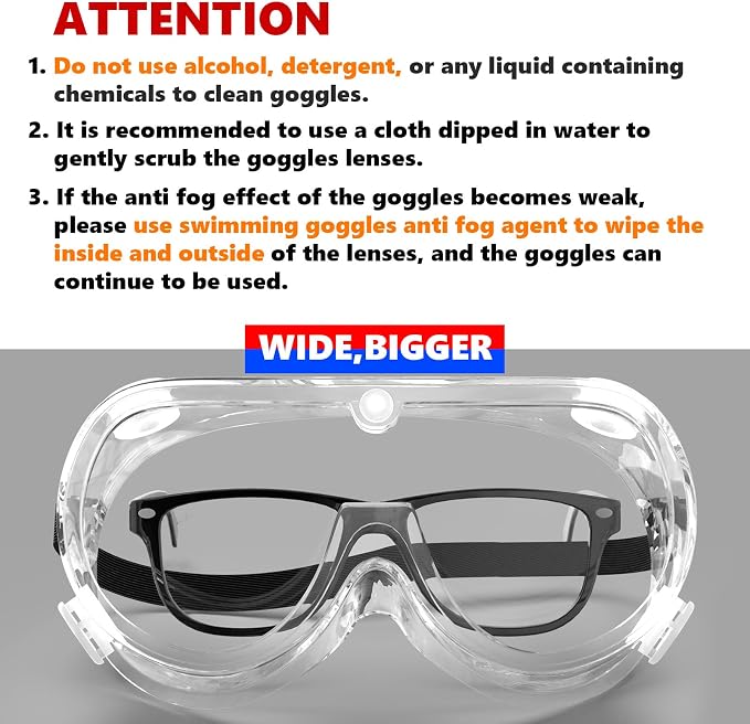Super More 10PCS Anti-Fog Protective Safety Goggles Clear Lens Wide-Vision - Image 6