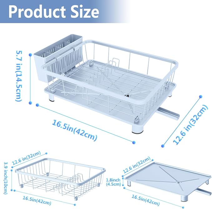 Blue Dish Drying Rack, Dish Rack, Space-Saving Dish Racks - Image 4