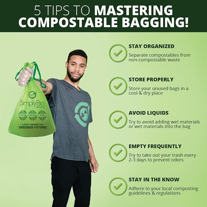 Simply Bio 3 Gallon Compostable Trash Bags Liners Drawstring, Heavy Duty Extra - Image 7