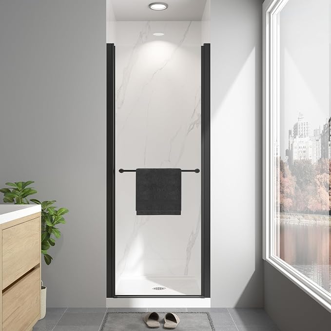 Frameless Pivot Shower Door 24"-26" W x 72" H by EASYWORC