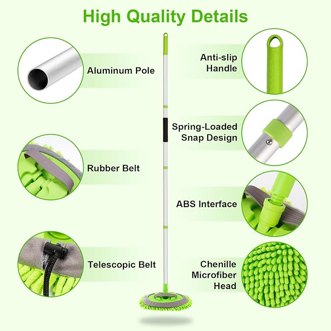 Ordenado 62" Car Wash Brush Kit Mitt Mop Sponge - Image 4