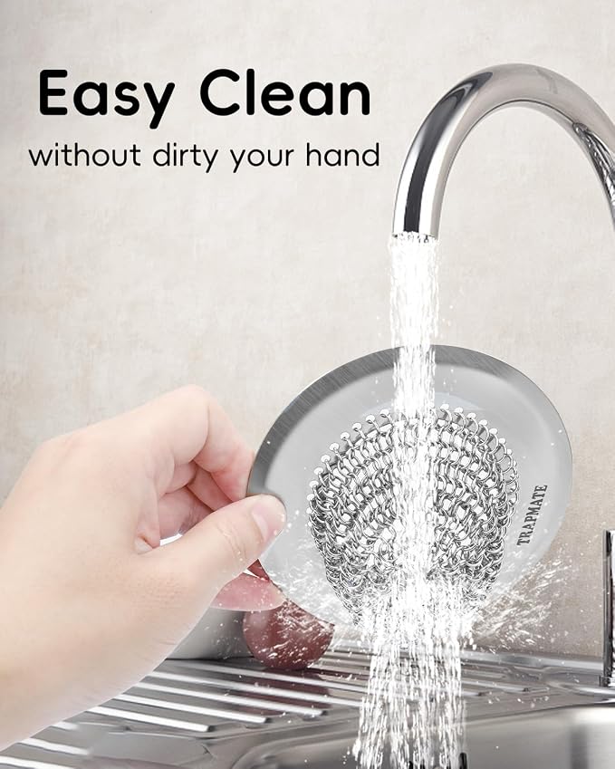 TRAPMATE 2 Pcs Kitchen Sink Drain Strainer, Stainless Steel Sink Strainer Basket - Image 4