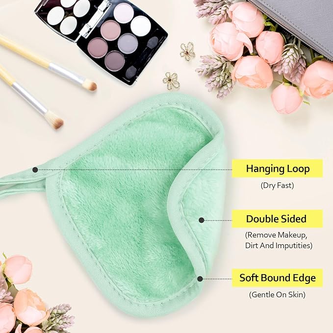 HOMEXCEL Makeup Remover Cloth 12 Count, Reusable Makeup Remover Pads, Washable - Image 2