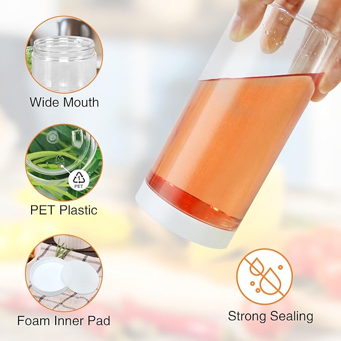 24 Pcs Plastic Jars, 16 OZ Plastic Jars - Image 3