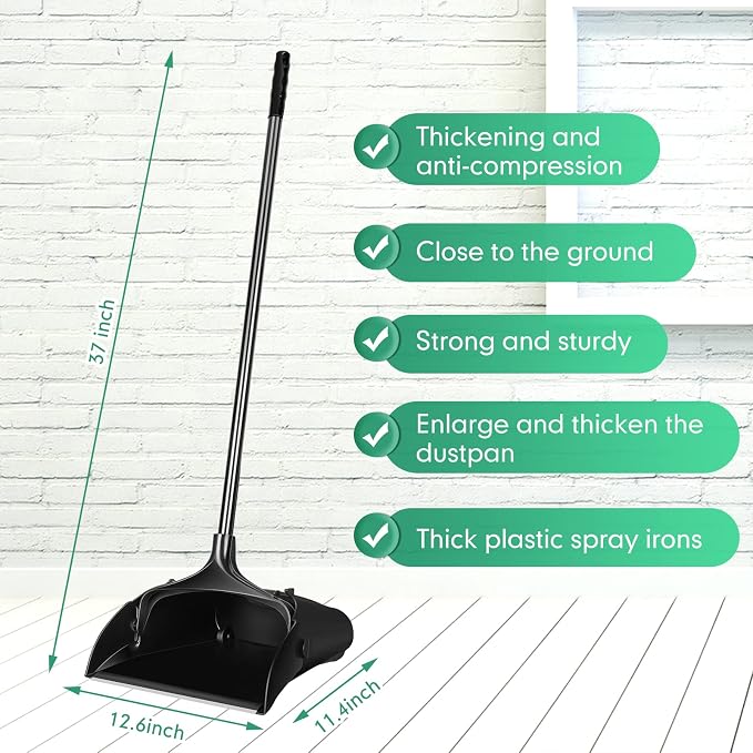 Weewooday 8 Pieces Commercial Lobby Dustpan Plastic Upright Dust Pan - Image 2