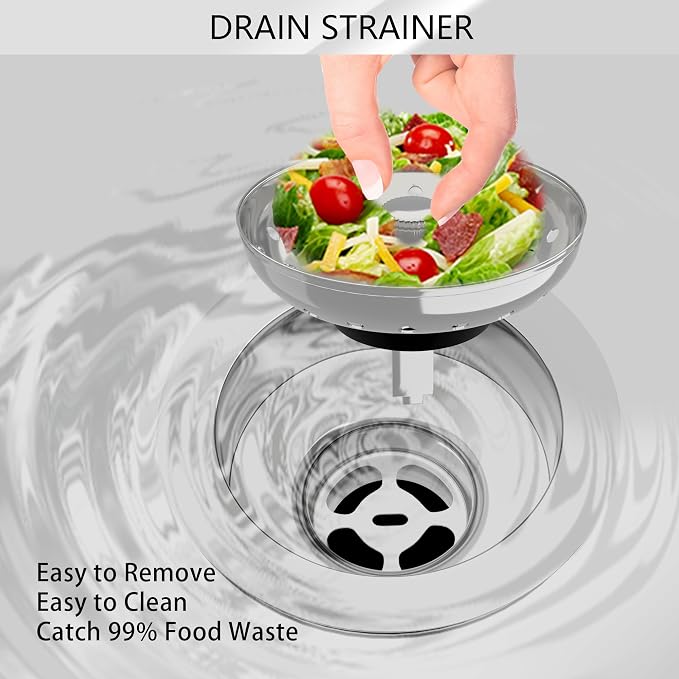 Kitchen Sink Drain 3-1/2 Inch Brushed Stainless Steel Sink Drain Strainer - Image 5