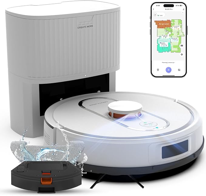 Bagotte Robot Vacuum and Mop Self Emptying, 5000Pa Suction, 60-Day Hands-Free by Bagotte